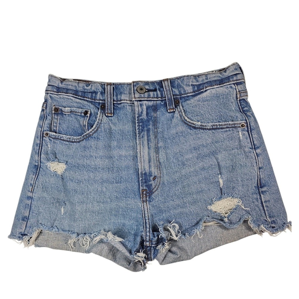 Abercrombie & Fitch The Mom Short High Rise Distressed Denim Womens 26/2